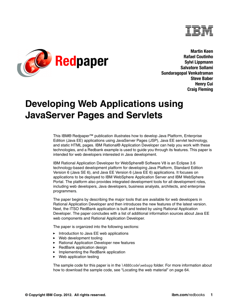 Developing Web Applications using JavaServer Developing Web Applications using JavaServer