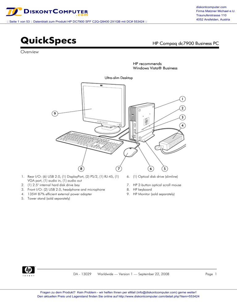 QuickSpecs - Diskontcomputer QuickSpecs - Diskontcomputer