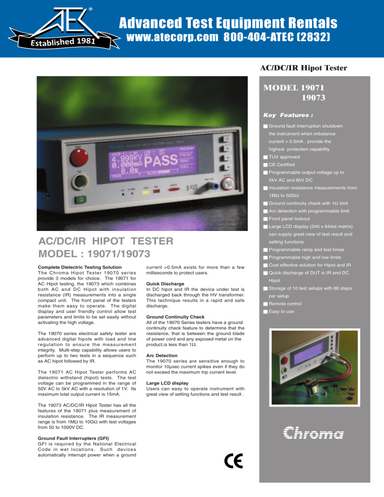 AC/DC/IR - Advanced Test Equipment Rentals AC/DC/IR - Advanced Test Equipment Rentals