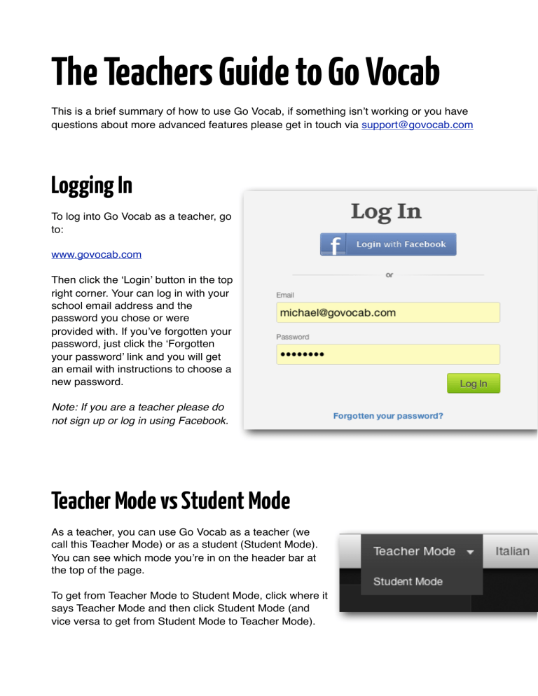 The Teachers Guide to Go Vocab The Teachers Guide to Go Vocab
