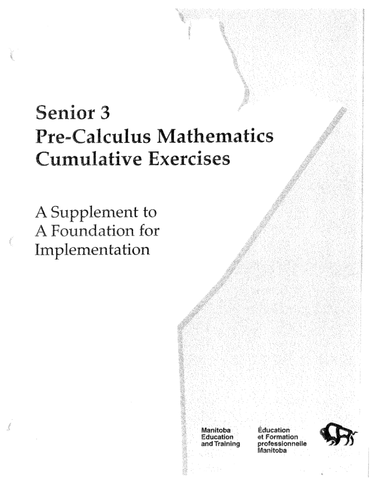 Senior 3 Pre-Calculus Mathematics Senior 3 Pre-Calculus Mathematics