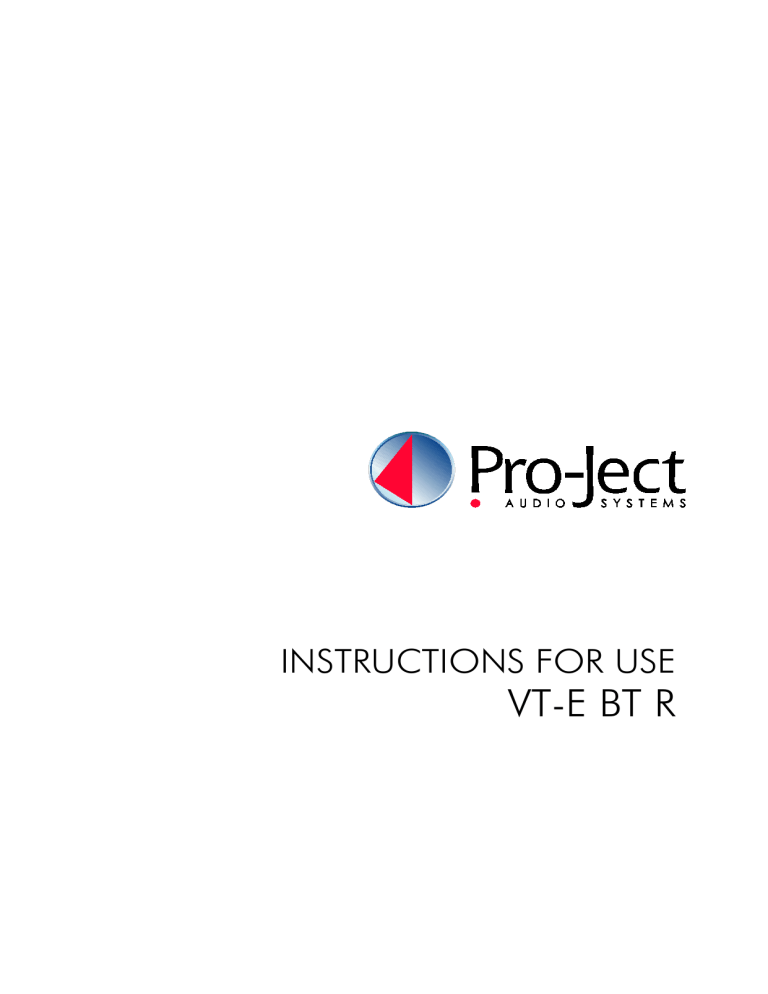 Pro-Ject VT-E BT R (white) User manual Pro-Ject VT-E BT R (white) User manual