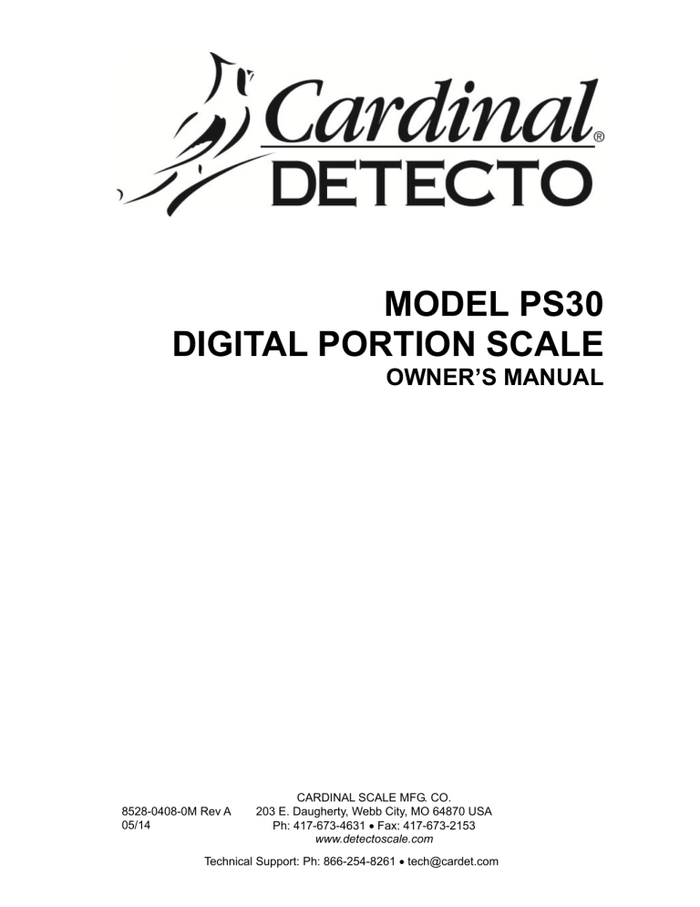 Detecto PS30 Owner's manual Detecto PS30 Owner's manual