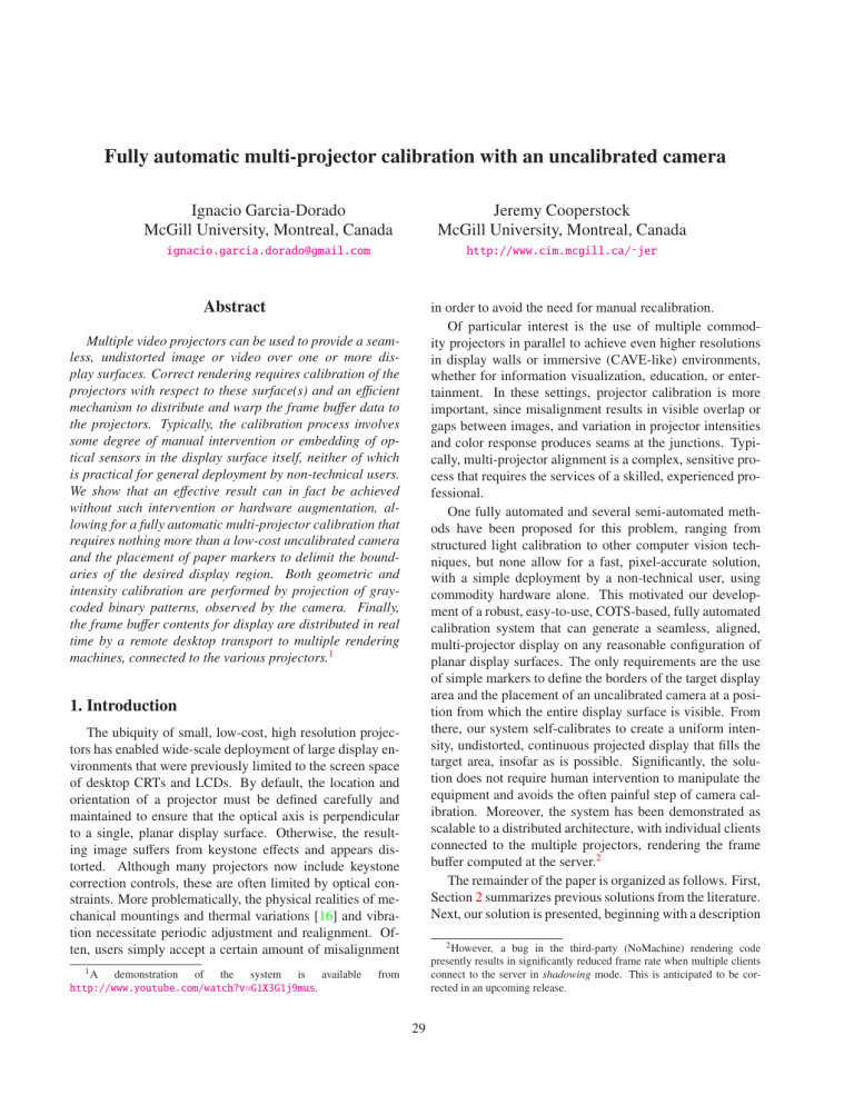 Fully automatic multi-projector calibration with an Fully automatic multi-projector calibration with an