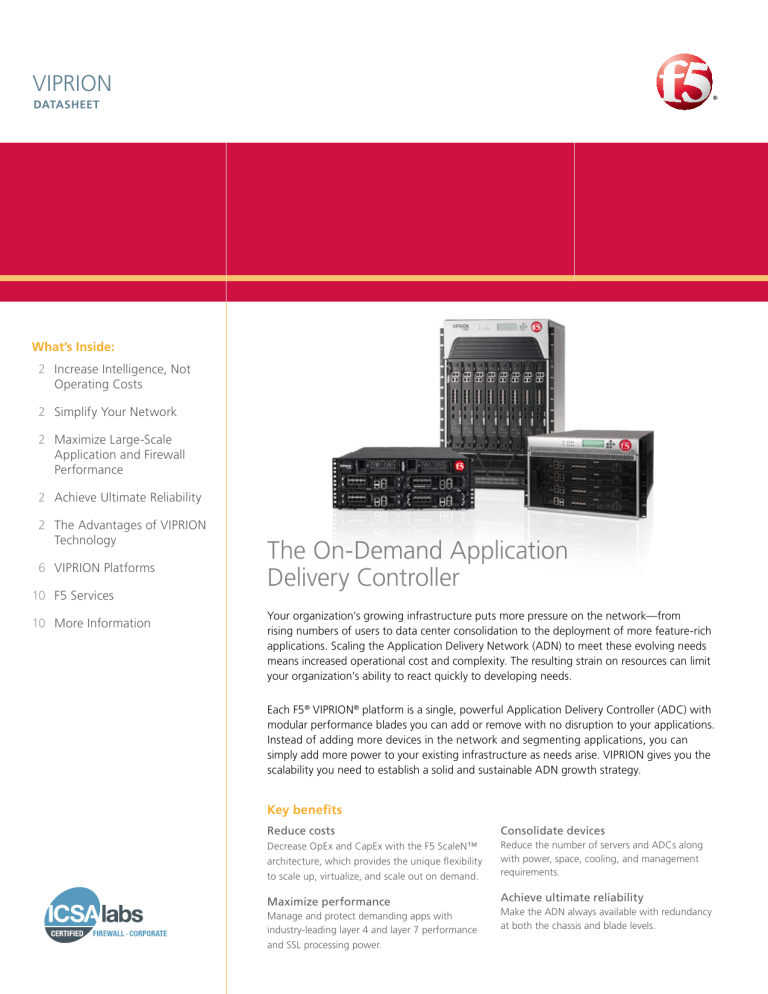 VIPRION | F5 Datasheet VIPRION | F5 Datasheet