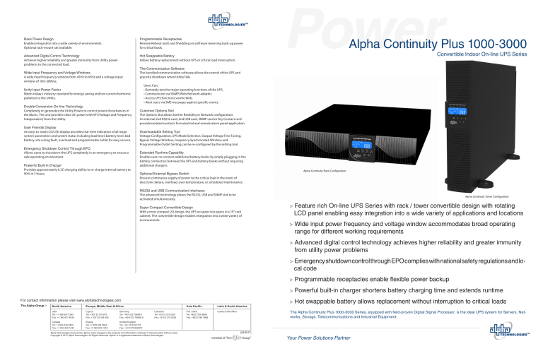 Alpha Continuity Plus 1000-3000 Alpha Continuity Plus 1000-3000