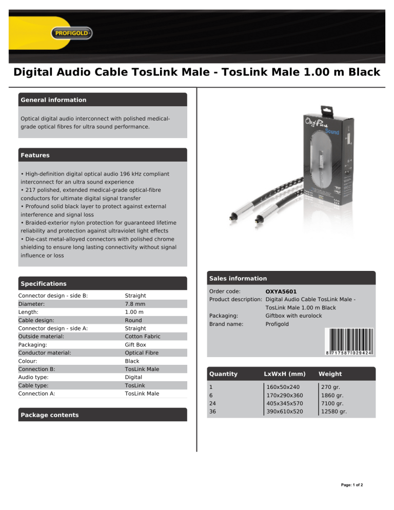 Product datasheet Product datasheet