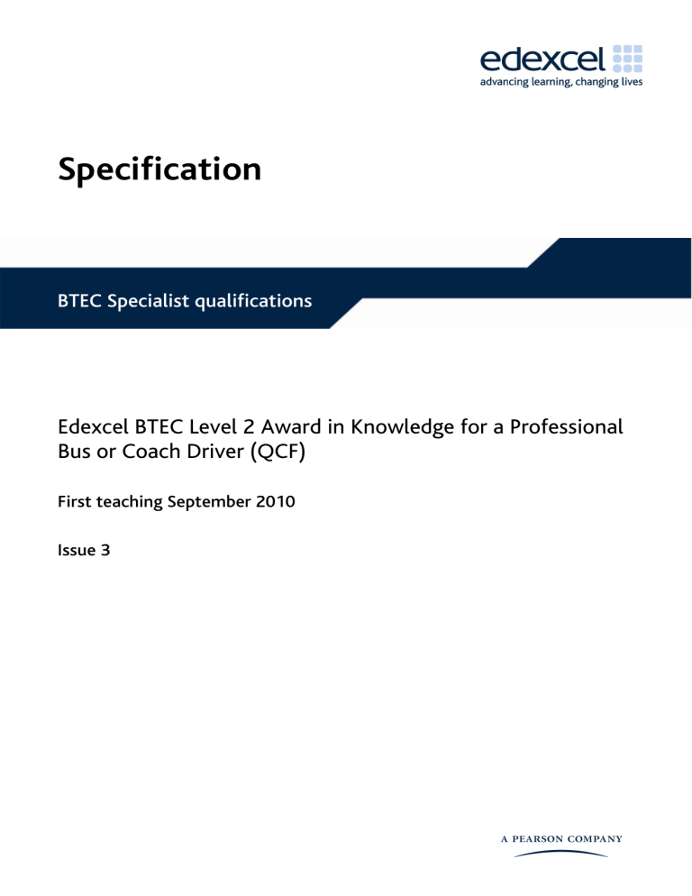 Edexcel BTEC Level 2 Award in Knowledge for a Professional Bus Edexcel BTEC Level 2 Award in Knowledge for a Professional Bus