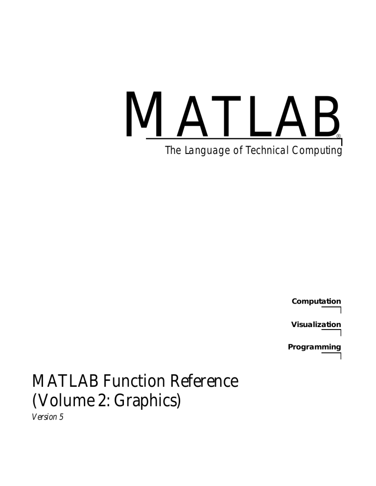 MATLAB Function Reference (Volume 2: Graphics) MATLAB Function Reference (Volume 2: Graphics)