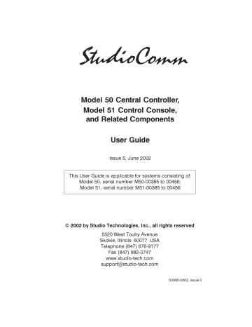Model 50 Central Controller, Model 51 Control Console, and Model 50 Central Controller, Model 51 Control Console, and