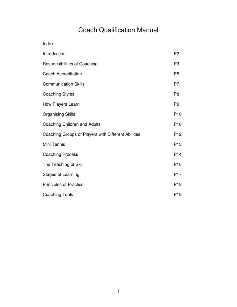 Coach Qualification Manual Coach Qualification Manual