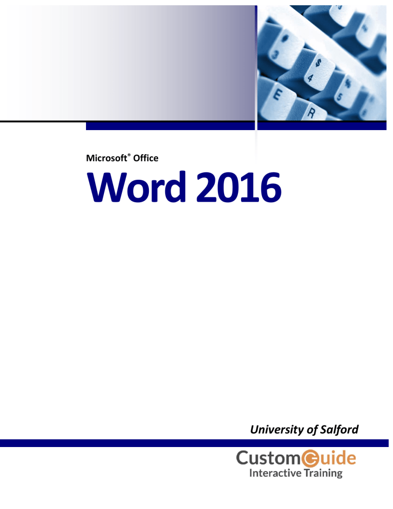 Word 2016 workbook - the University of Salford Word 2016 workbook - the University of Salford