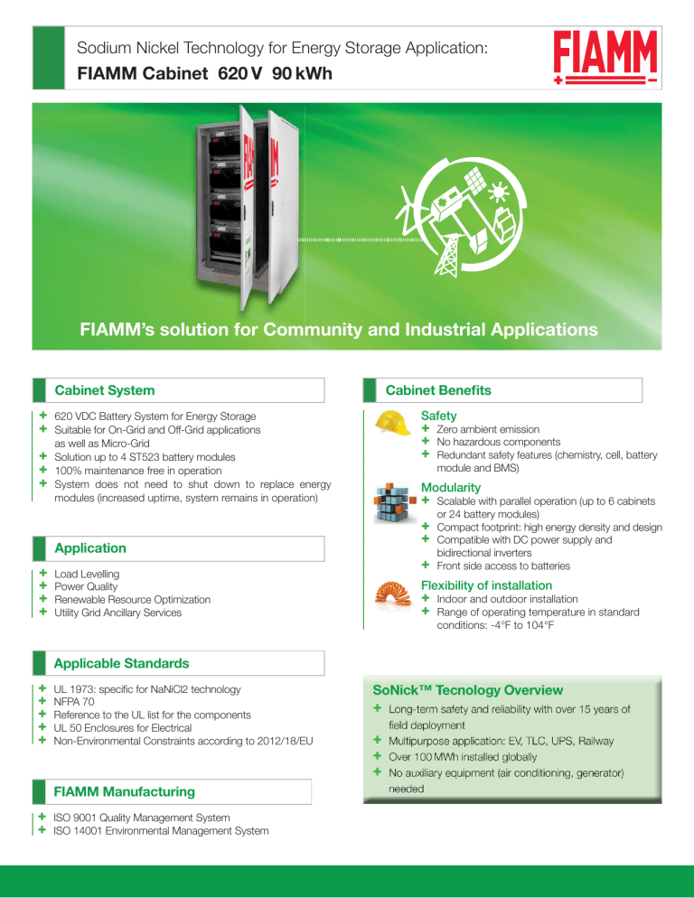 FIAMM`s solution for Community and Industrial Applications ti f C FIAMM`s solution for Community and Industrial Applications ti f C