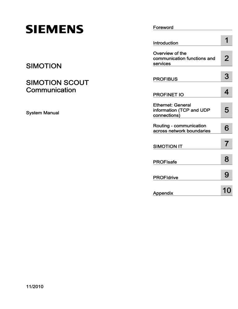 SIMOTION SIMOTION SCOUT Communication SIMOTION SIMOTION SCOUT Communication