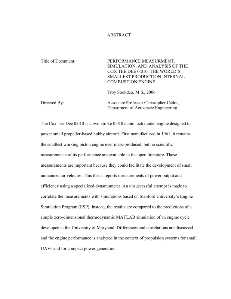 ABSTRACT Title of Document: PERFORMANCE ABSTRACT Title of Document: PERFORMANCE