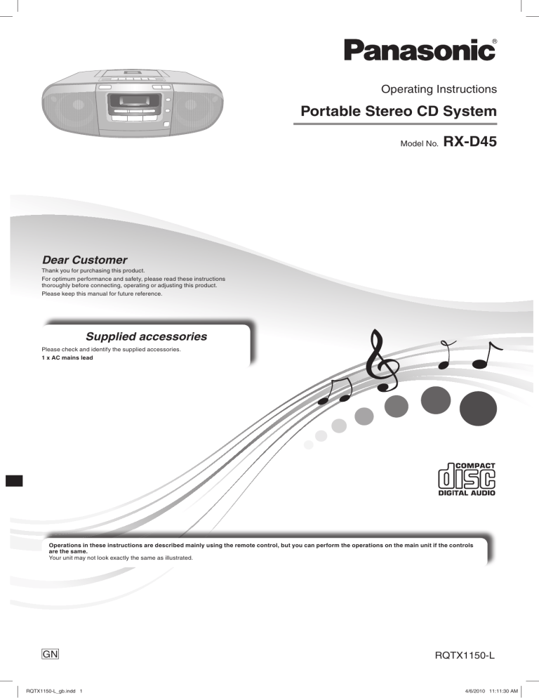 Portable Stereo CD System Portable Stereo CD System
