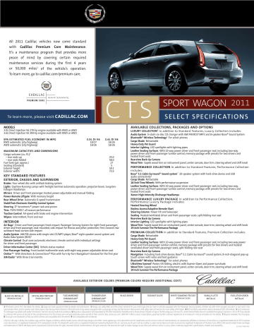 Cadillac CTS SPORT VAGON Specification Cadillac CTS SPORT VAGON Specification