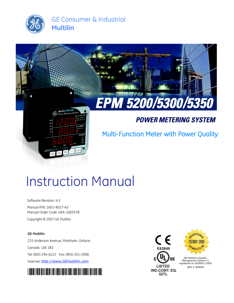 Instruction Manual - GE Grid Solutions Instruction Manual - GE Grid Solutions
