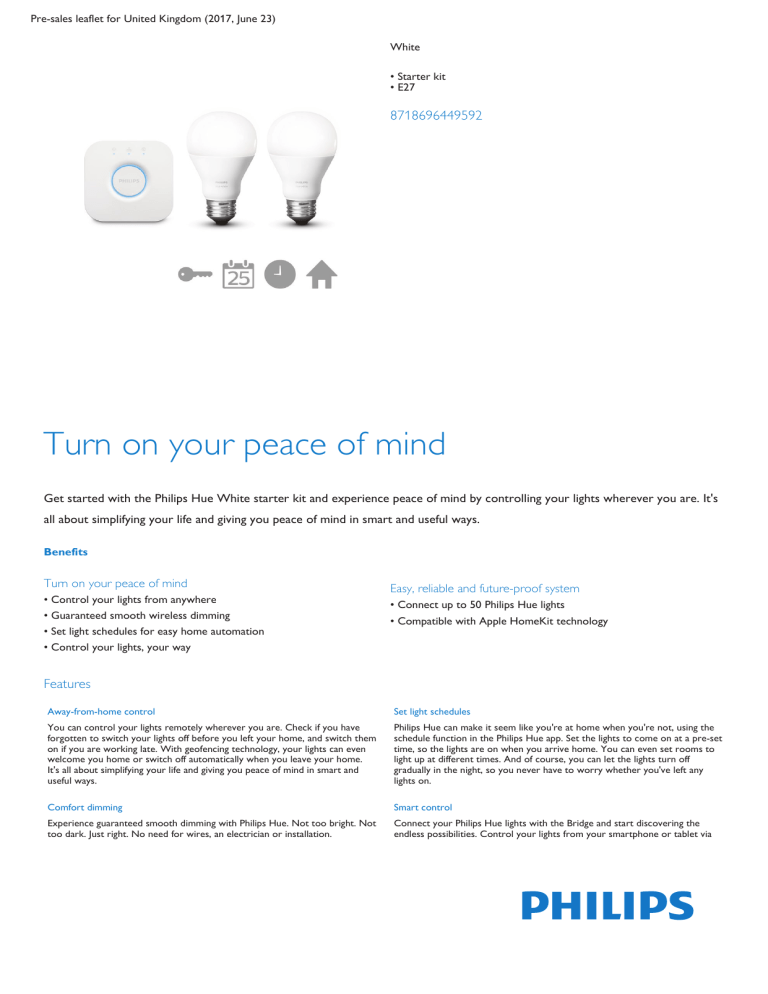 Product Leaflet: Starter kit E27 White Product Leaflet: Starter kit E27 White