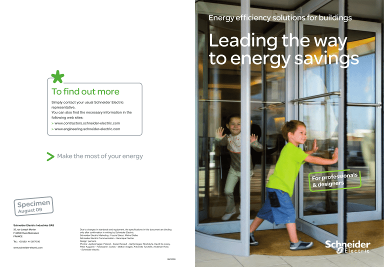 Leading the way to energy savings Leading the way to energy savings