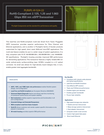 PLRXPL-VI-S24-22 RoHS-Compliant 2.125, 1.25 PLRXPL-VI-S24-22 RoHS-Compliant 2.125, 1.25