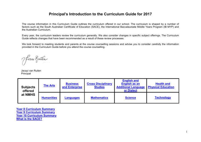 Curriculum Guide for 2017 - The Norwood Morialta High School Curriculum Guide for 2017 - The Norwood Morialta High School