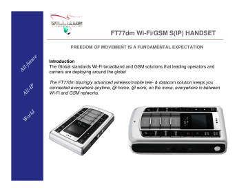 FT77dm Wi-Fi/GSM S(IP) HANDSET FT77dm Wi-Fi/GSM S(IP) HANDSET