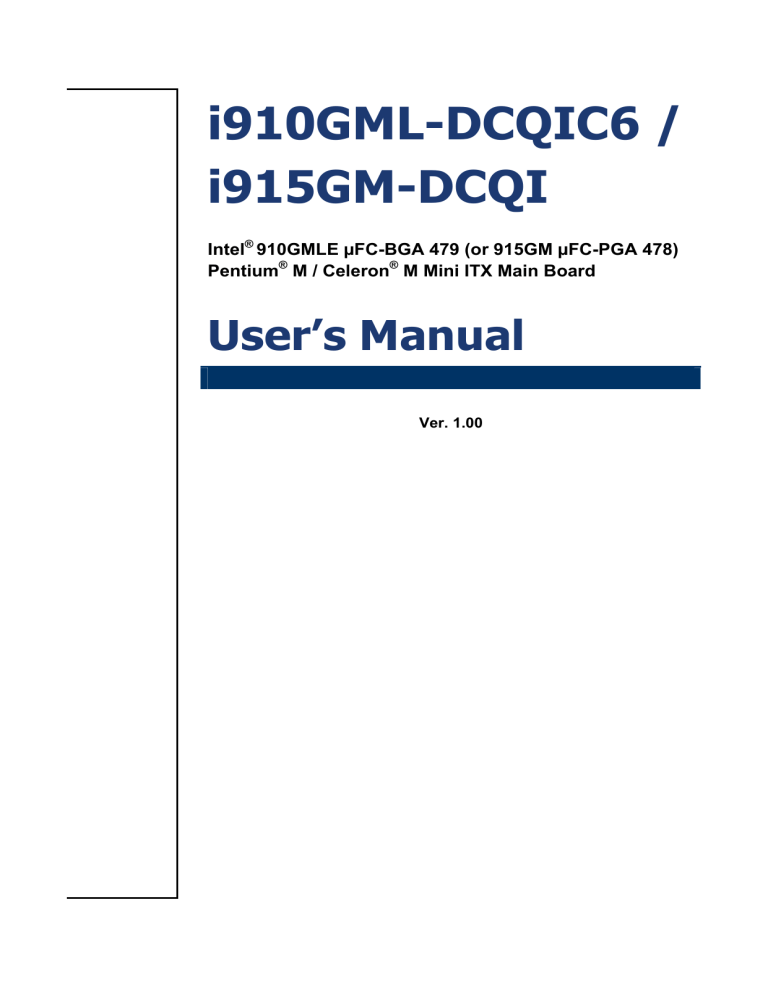 i910GML-DCQI / i915GM-DCQI i910GML-DCQI / i915GM-DCQI