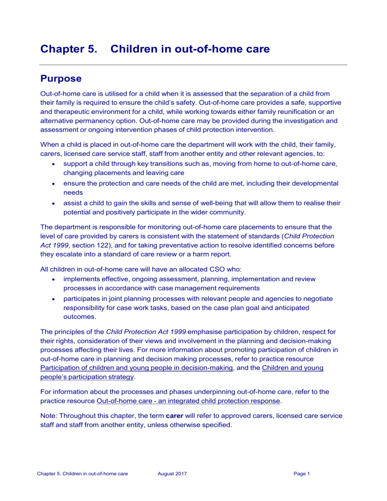 Chapter 5 Children in out-of-home care Chapter 5 Children in out-of-home care