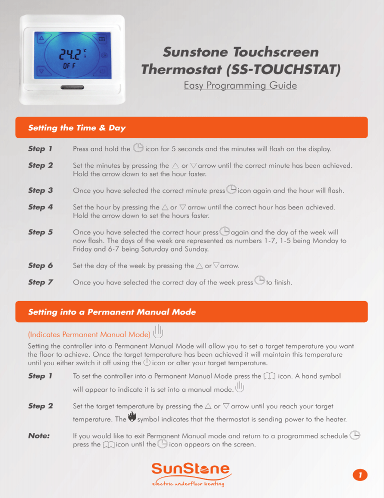 Sunstone Touchscreen Thermostat (SS Sunstone Touchscreen Thermostat (SS
