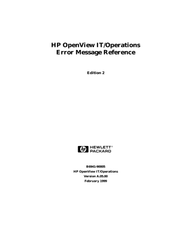 HP OpenView IT/Operations Error Message Reference HP OpenView IT/Operations Error Message Reference