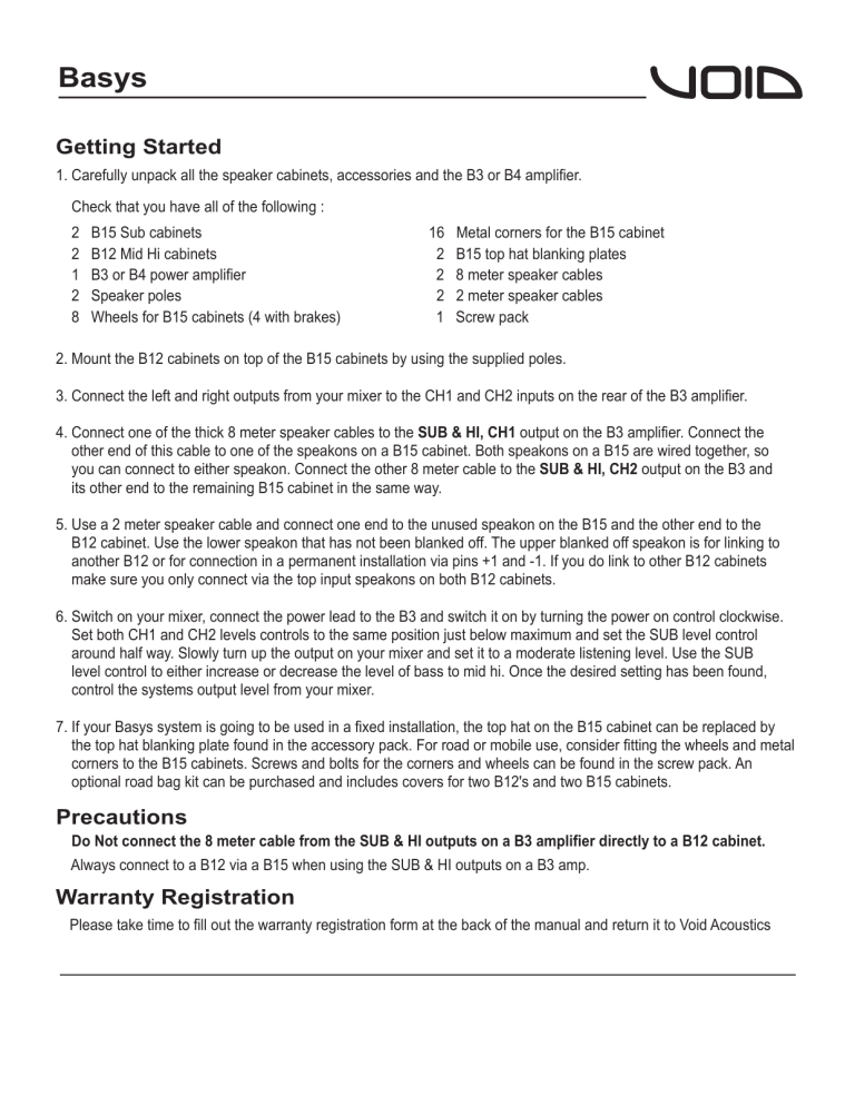 Void BASYS B12, BASYS B15 V2 Owner's manual Void BASYS B12, BASYS B15 V2 Owner's manual