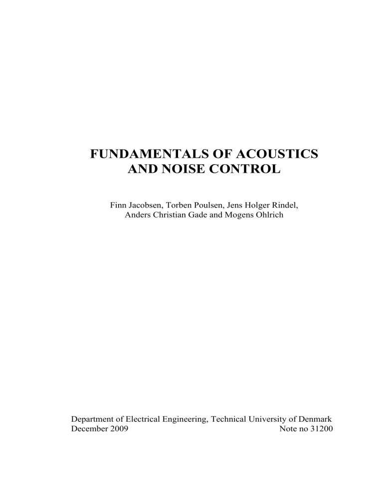 FUNDAMENTALS OF ACOUSTICS AND NOISE CONTROL Finn FUNDAMENTALS OF ACOUSTICS AND NOISE CONTROL Finn