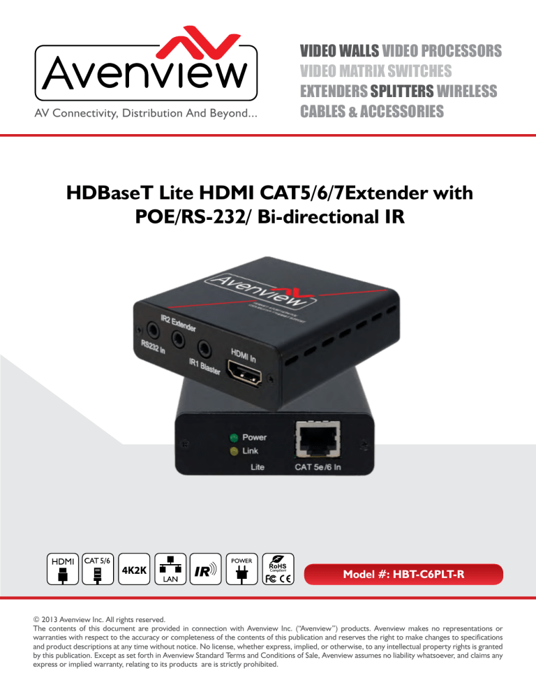 HDBaseT Lite HDMI CAT5/6/7Extender with POE/RS-232 HDBaseT Lite HDMI CAT5/6/7Extender with POE/RS-232