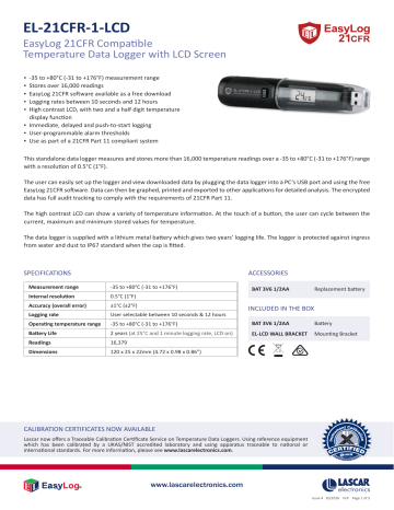 EL-21CFR-1-LCD - Lascar Electronics EL-21CFR-1-LCD - Lascar Electronics