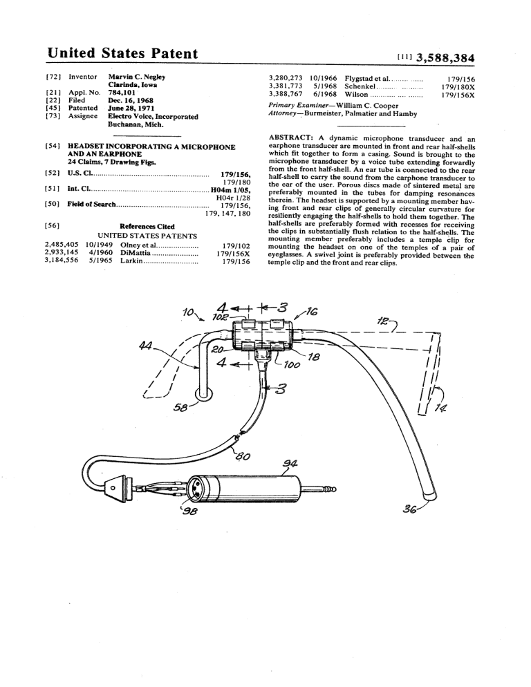 Headset incorporating a microphone and an earphone Headset incorporating a microphone and an earphone