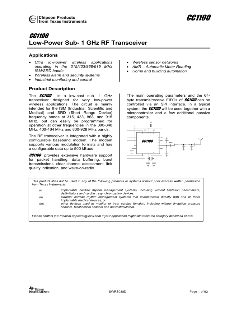 Single-Chip Low Cost Low Power RF Single-Chip Low Cost Low Power RF