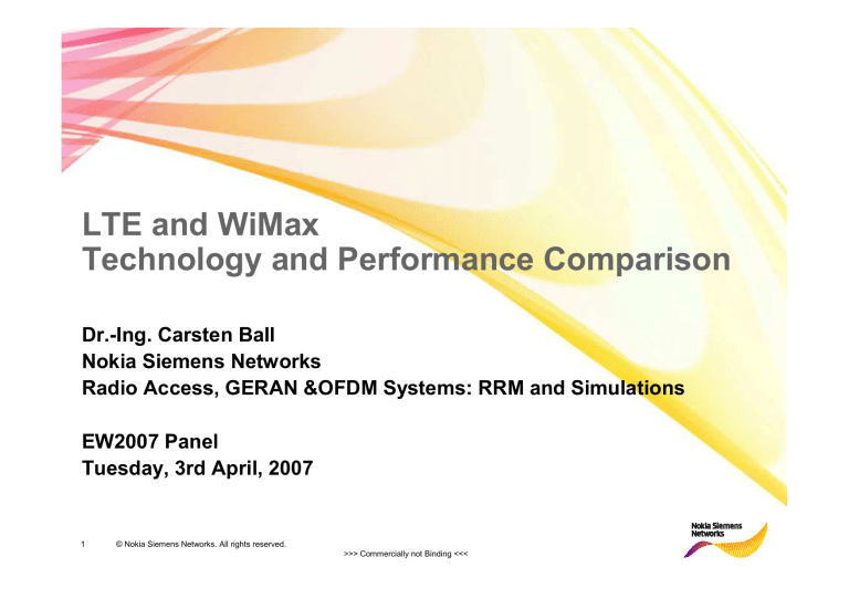 LTE and WiMax Technology and Performance Comparison LTE and WiMax Technology and Performance Comparison
