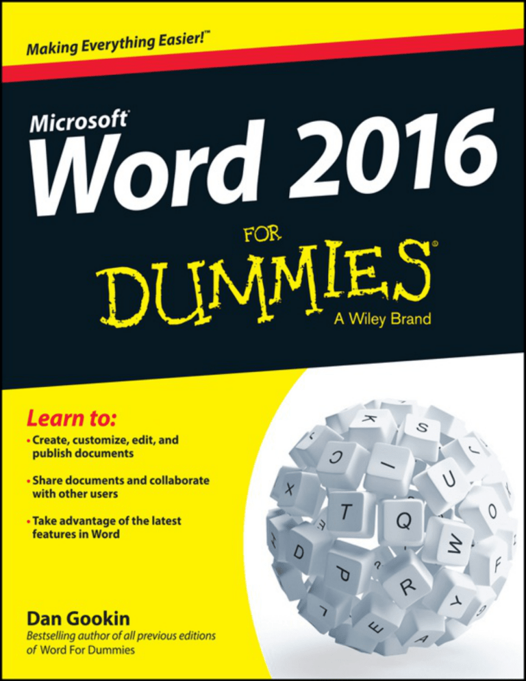 Word 2016 For Dummies Word 2016 For Dummies