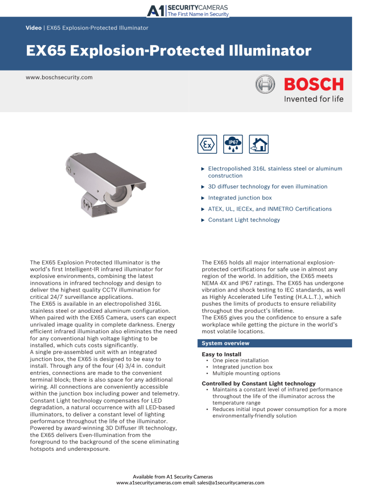 EX65 Explosion-Protected Illuminator EX65 Explosion-Protected Illuminator