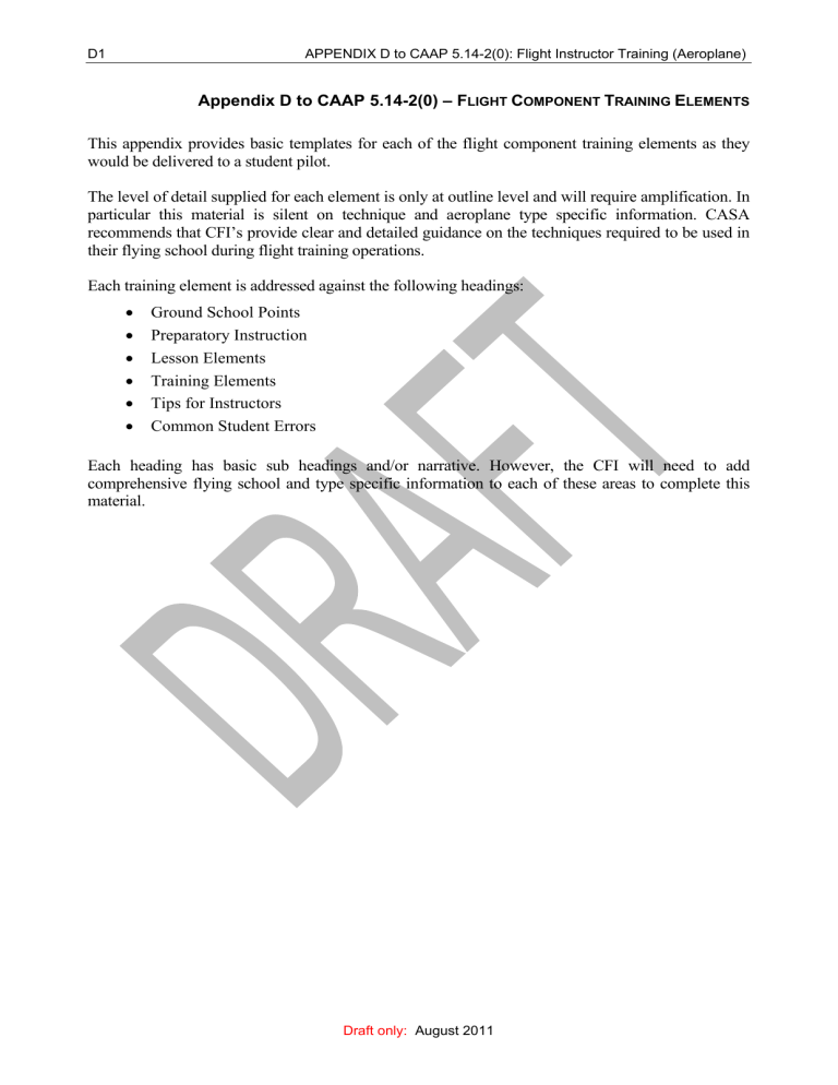 Appendix D to CAAP 5.14-2(0) - Civil Aviation Safety Authority Appendix D to CAAP 5.14-2(0) - Civil Aviation Safety Authority