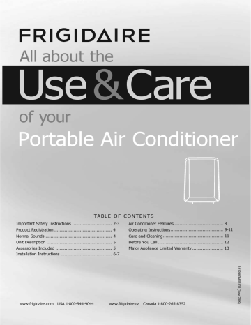 Frigidaire FFPA1022T1, FFPH1422T1, FFPA1422T1, FFPH1222R11 Owner's manual Frigidaire FFPA1022T1, FFPH1422T1, FFPA1422T1, FFPH1222R11 Owner's manual