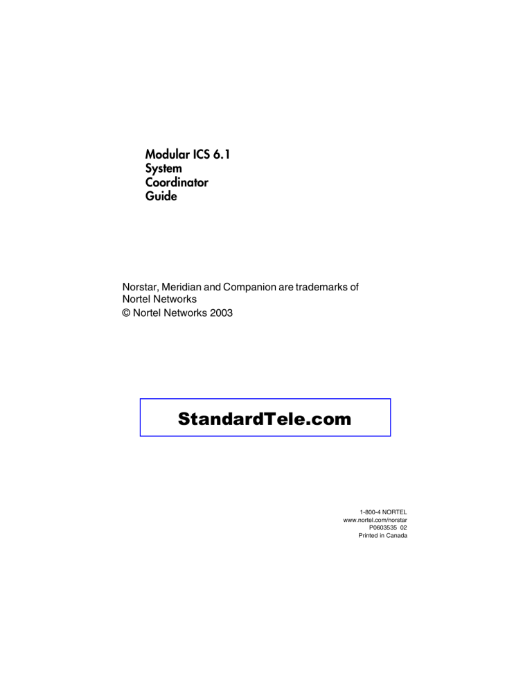 Modular ICS 6.1 System Coordinator Guide Modular ICS 6.1 System Coordinator Guide