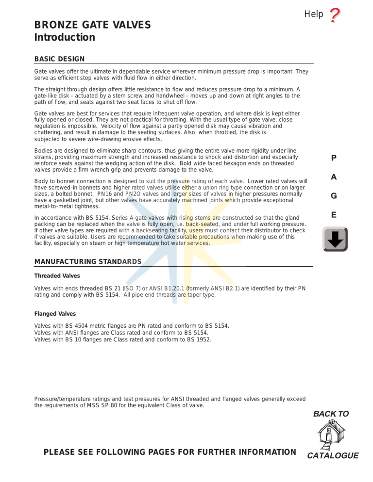 BRONZE GATE VALVES Introduction BRONZE GATE VALVES Introduction