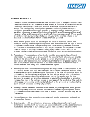 CONDITIONS OF SALE 1. General- Unless previously withdrawn CONDITIONS OF SALE 1. General- Unless previously withdrawn