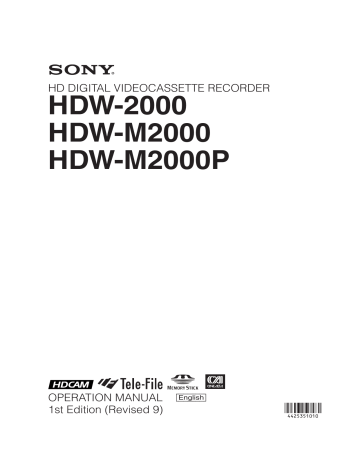HDW-2000 HDW-M2000 HDW-M2000P HDW-2000 HDW-M2000 HDW-M2000P