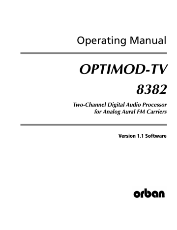 Orban Optimod-TV 8382 Operating Manual | Manualzz