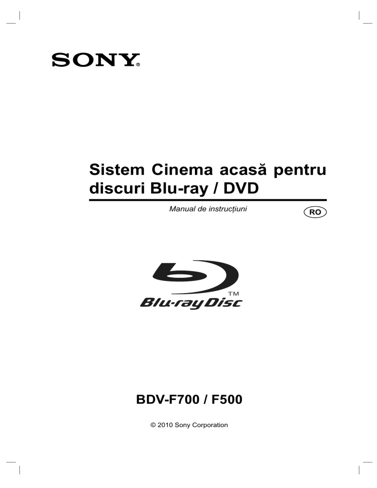 Sony BDV-F500 Operating instructions Sony BDV-F500 Operating instructions