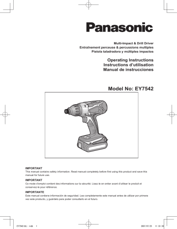 Model No: EY7542 - Panasonic Parts and Accessories Model No: EY7542 - Panasonic Parts and Accessories