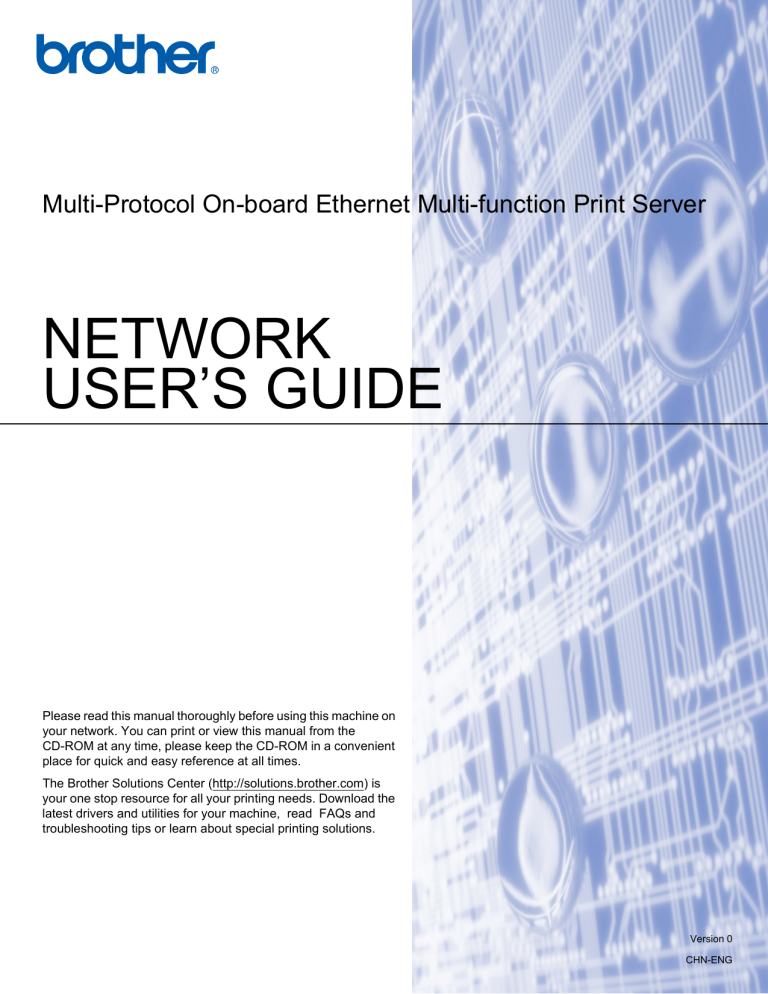 network user`s guide - Brother International network user`s guide - Brother International
